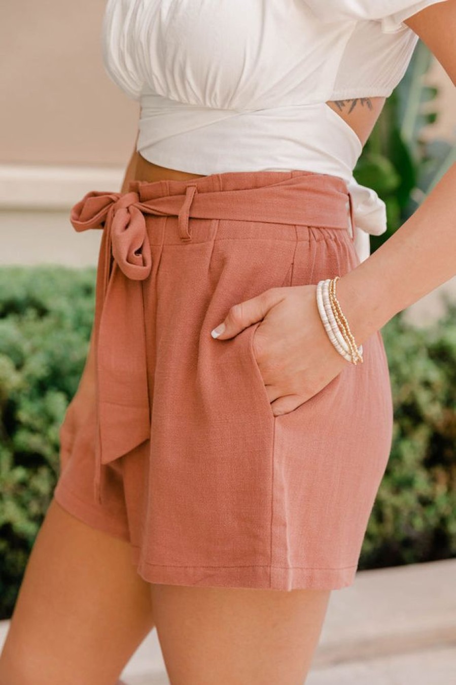 Bayside Stroll Paperbag Linen Shorts